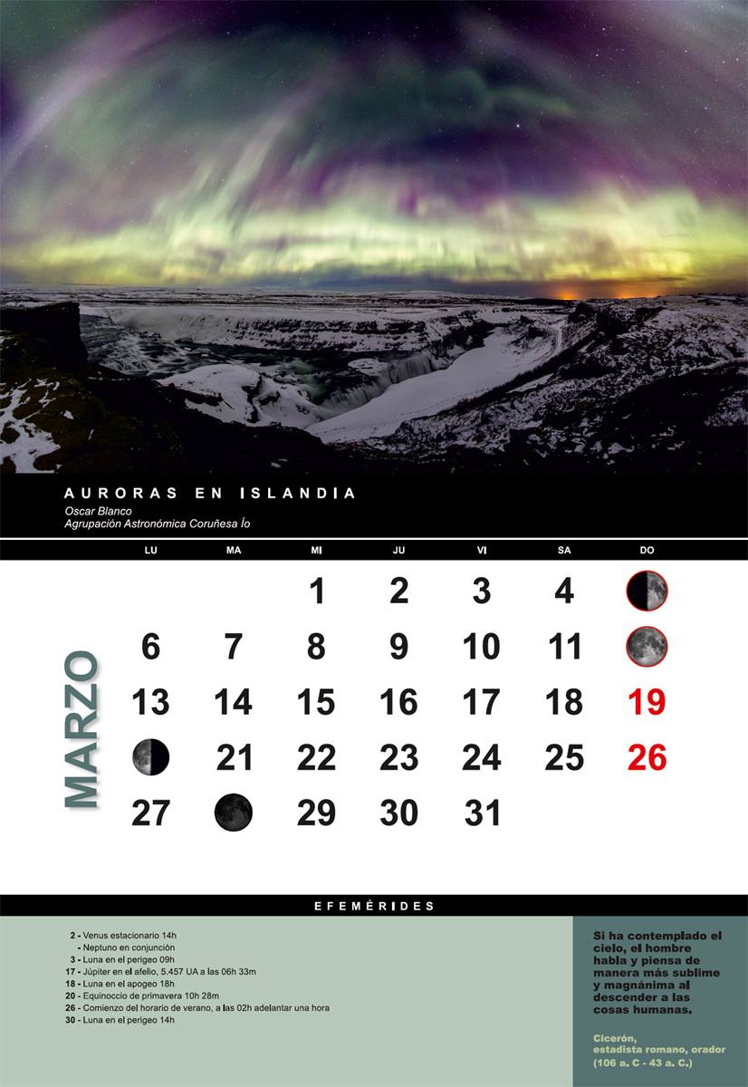 Mes de marzo en el Astrocalendario 2017 de la FAAE