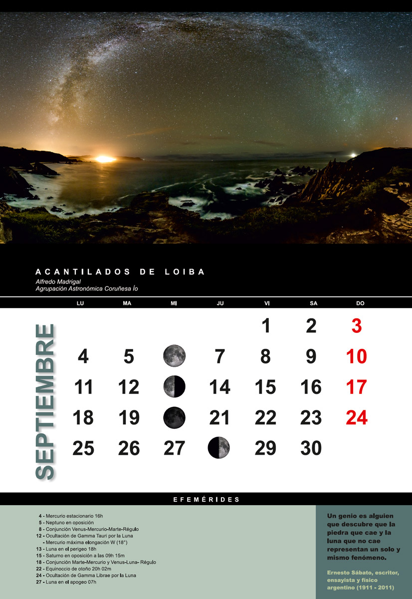 Mes de septiembre en el Astrocalendario 2017 de la FAAE