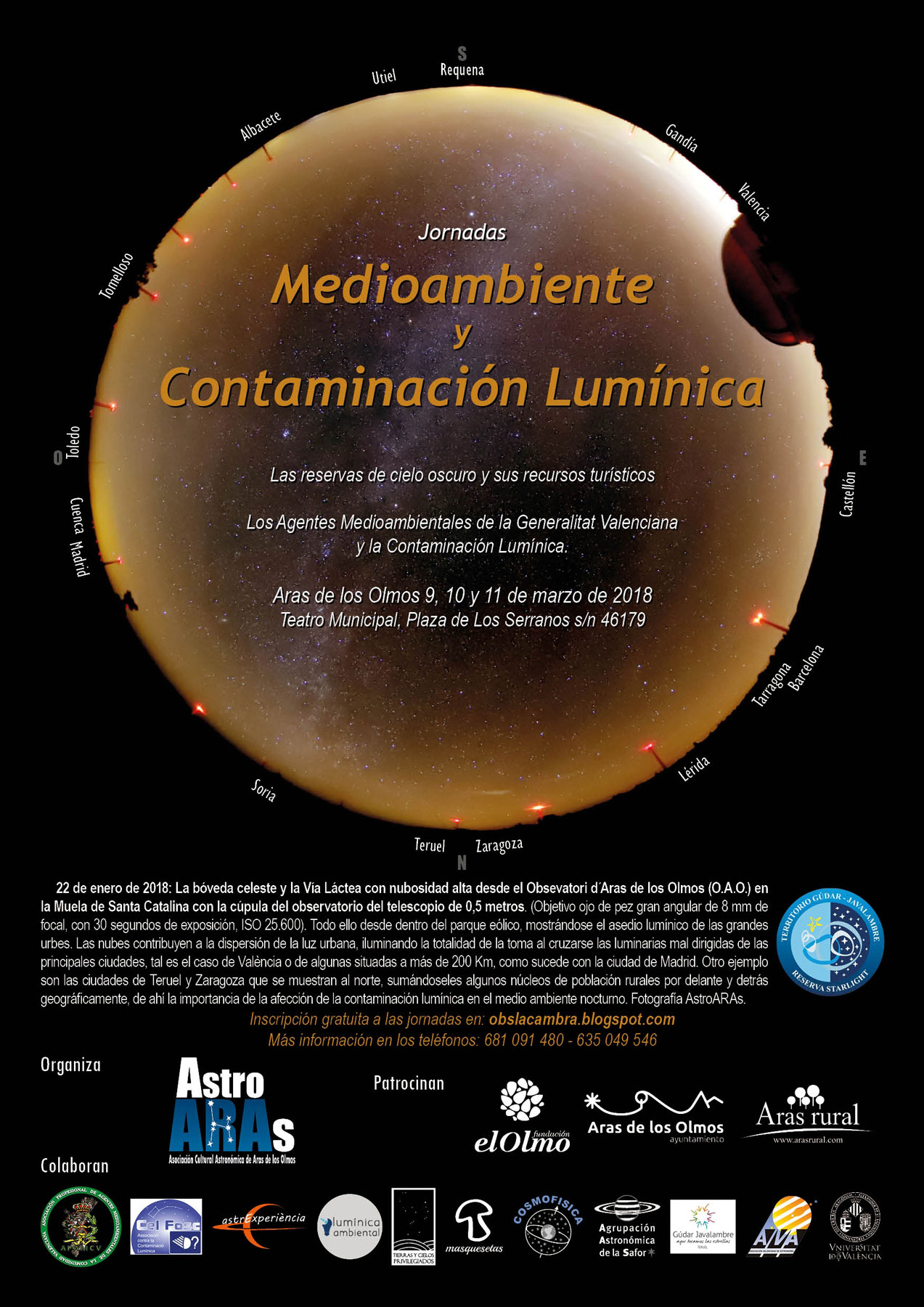 Cartel de las Jornadas de Medio Ambiente y Contaminación Lumínica